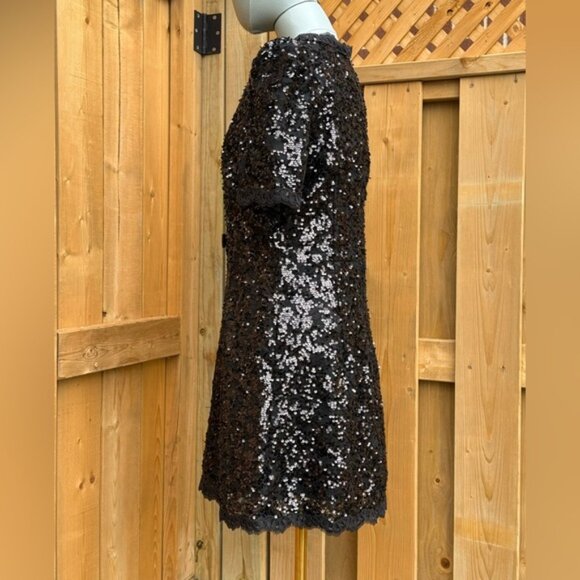 🆕 REBECCA VALLANCE 🧿 NWOT x Nicky Hilton Diana Black Bow Sequin Mini, Sz US 8 - Picture 9 of 16